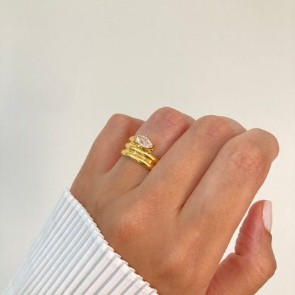 Triple Spiral Zircon Ring