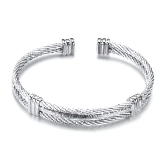 Silver On Silver Bangle - Men