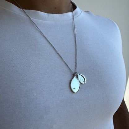 Silver Double Pendant Necklace - Men