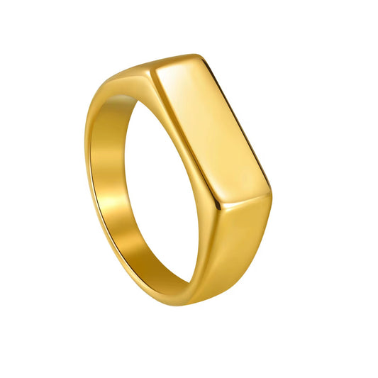 Rectangle Signet Ring Gold - Men