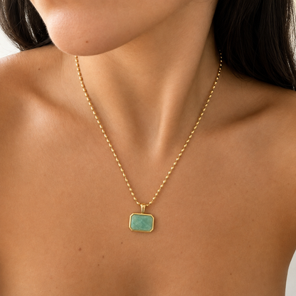 Blue Stone Rectangle Necklace