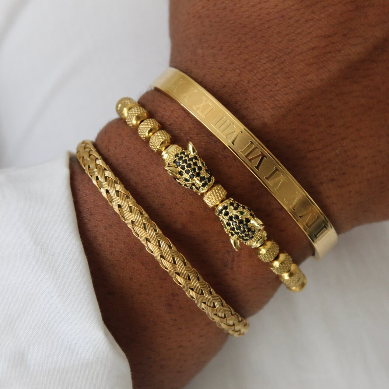 Leopard Set Gold Bracelets- Men