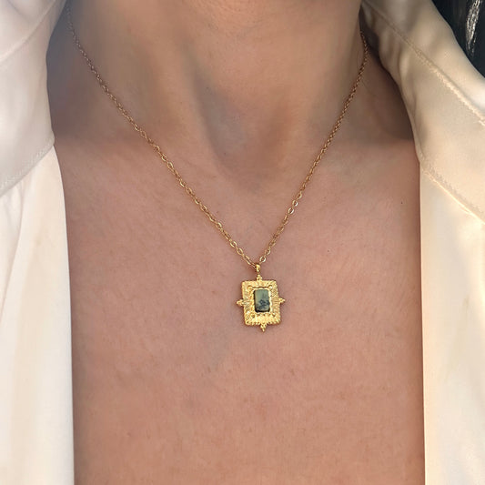 Green Rectangle Necklace