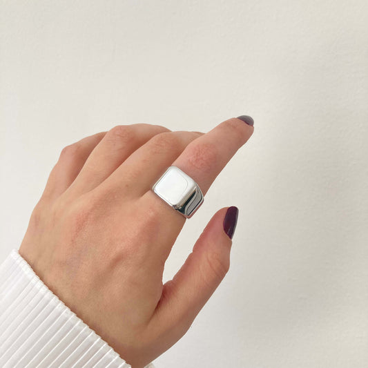Square Chunky Ring Silver