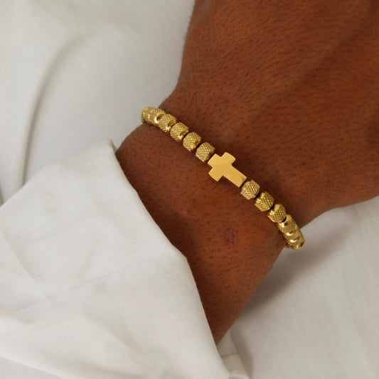 Cross Gold Adjustable Bracelet- Men