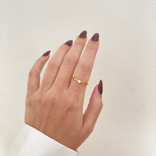 Pear Double Layer Ring