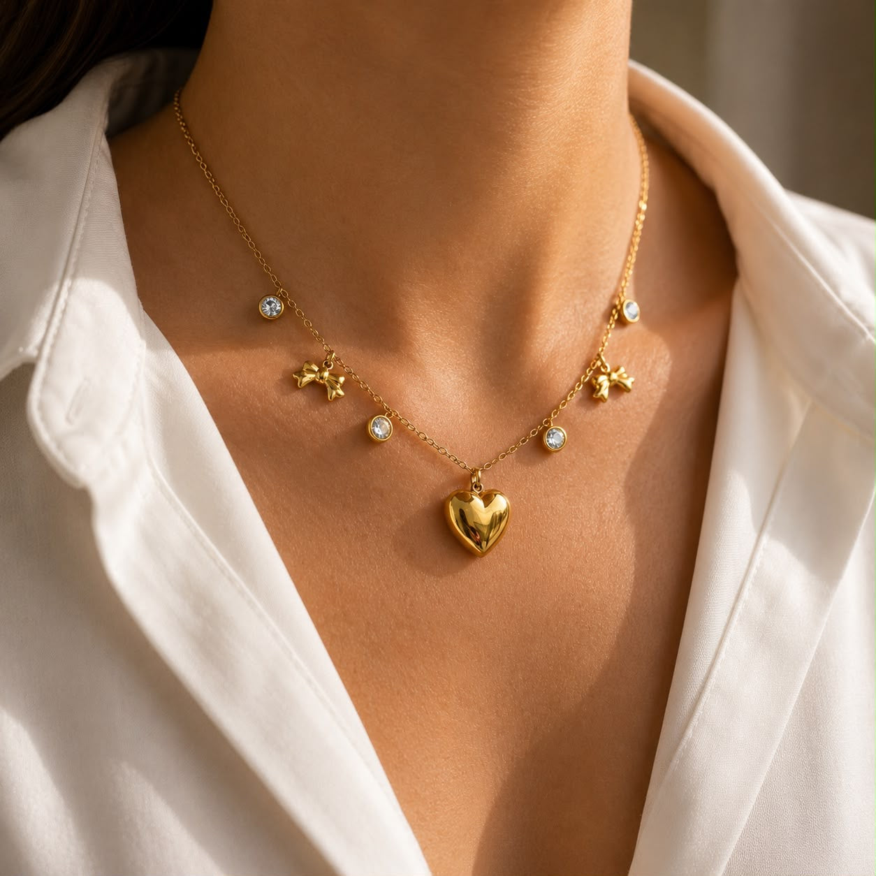 Bow & Heart Necklace