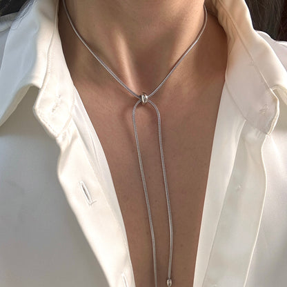 2 Way Minimalist Necklace -Silver-