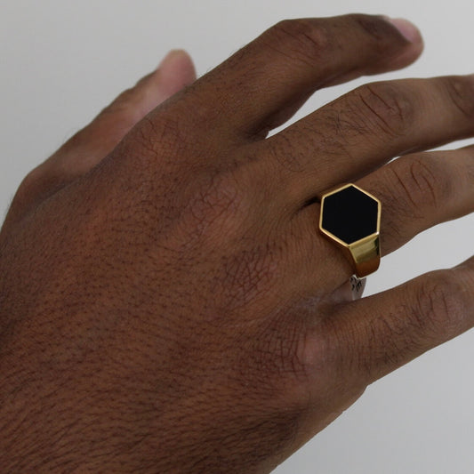 Hexagon Ring Gold - Men