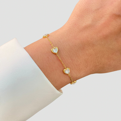 Zircon Hearts Bracelet