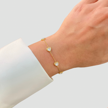 Zircon Hearts Bracelet
