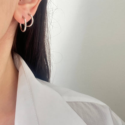 Simple small hoops -Silver-