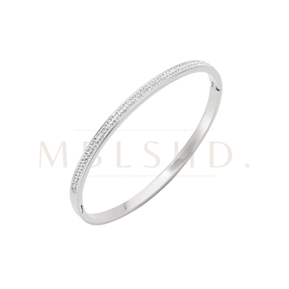 Round zircons Silver Bangle