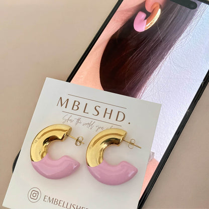 Enamel C Shaped Colored Earrings