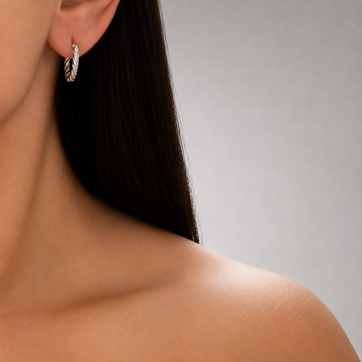 Silver Braid Hoop Earrings