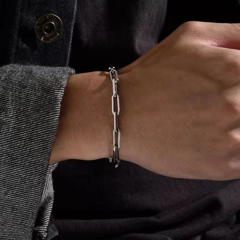Silver Paperclip Bracelet - Men