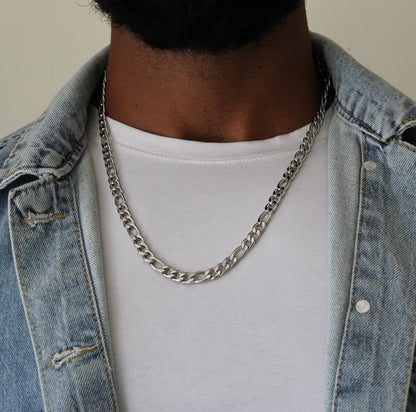 7mm Figaro Silver Necklace - Men