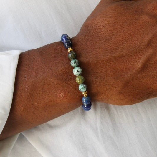 Blue Beads Bracelet- Men