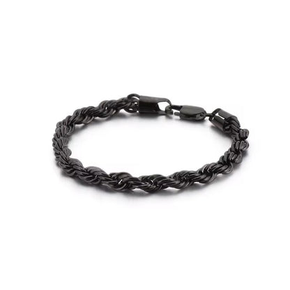 Thick Twist Black Bracelet - Men