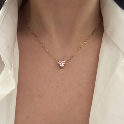 Pink Heart Charm Necklace