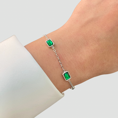 Green Stones Bracelet Silver