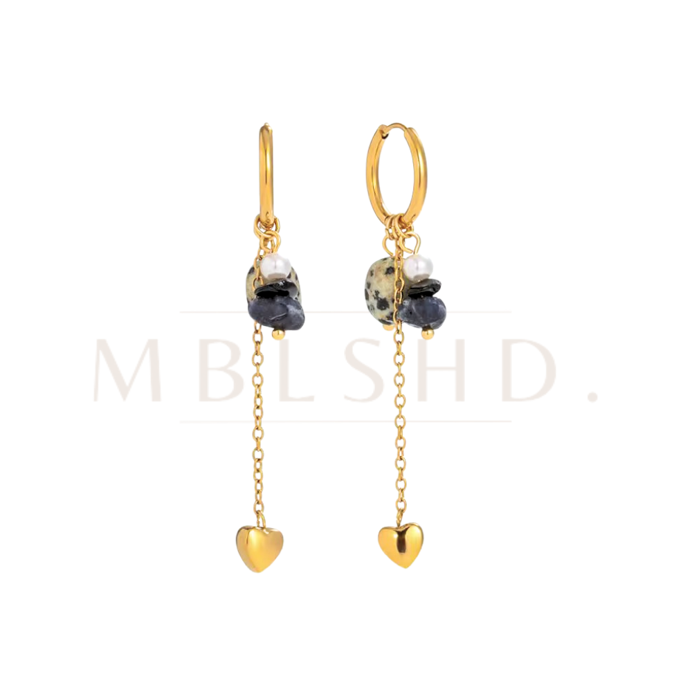 Gemstone Heart Drop Earrings