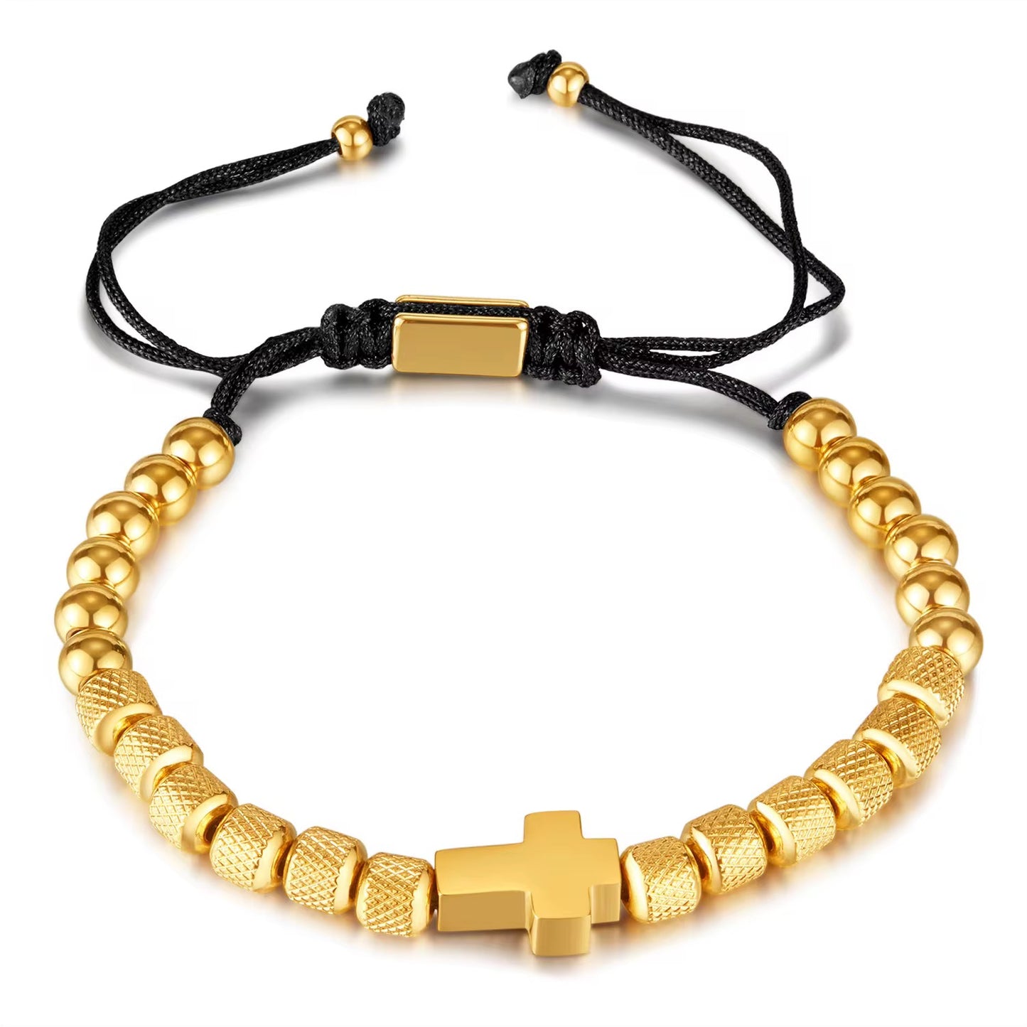 Cross Gold Adjustable Bracelet- Men
