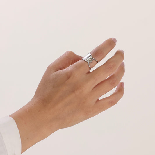 Hammered Hollow Ring Silver