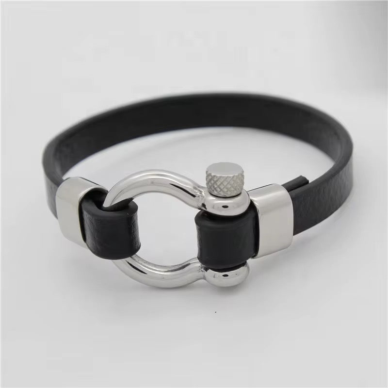 U Shaped Silver Bracelet- Men