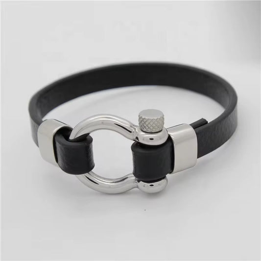 U Shaped Silver Bracelet- Men
