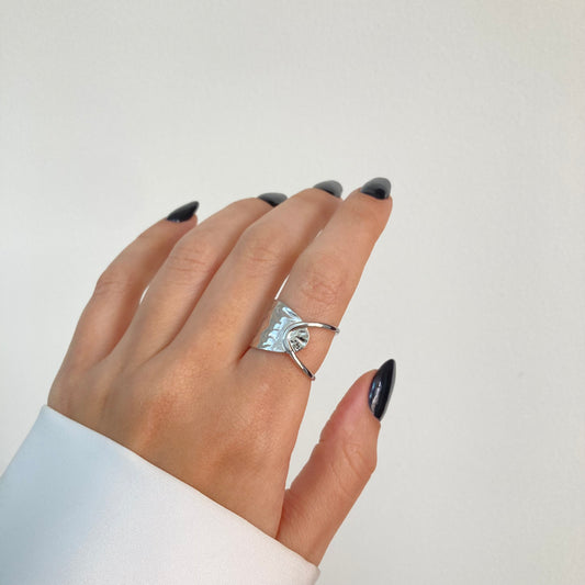 Hammered Hollow Ring Silver
