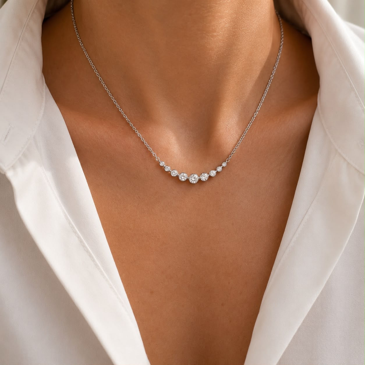 Dewdrop Necklace-Silver-