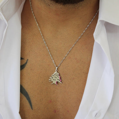 Lebanese Cedar Silver Necklace - Men