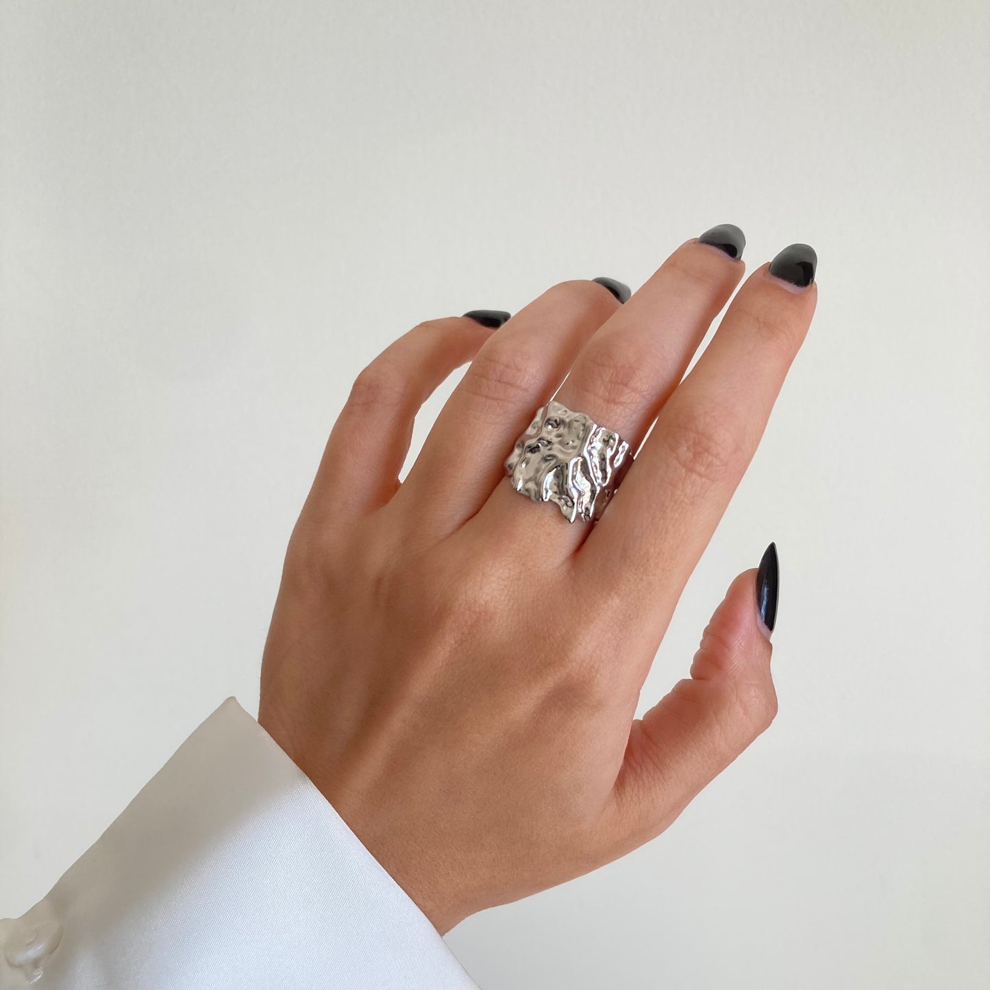 Hammered Open Silver Ring