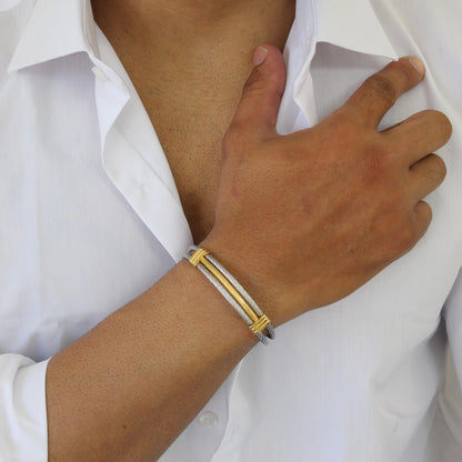 Gold On Silver Bangle - Men