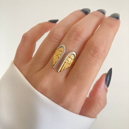 Gold & Silver Angel Wings Ring