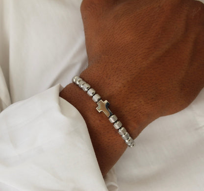 Cross Silver Adjustable Bracelet- Men