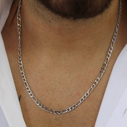 5mm Figaro Silver Necklace - Men