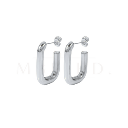 Geometric U Earrings -Silver-