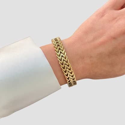 Wide Box Chain Bracelet Gold