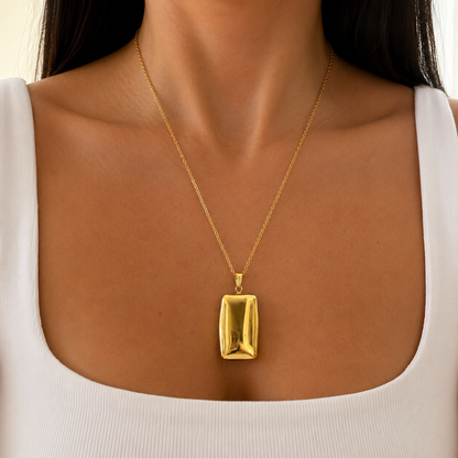 Long Rectangle Pendant Necklace