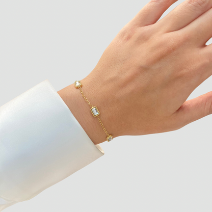 White Stones Bracelet Gold