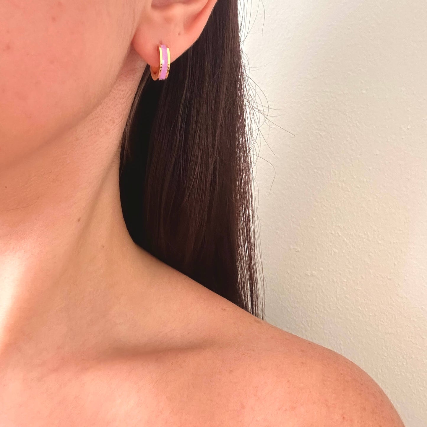 Small Enamel Hoop Earrings