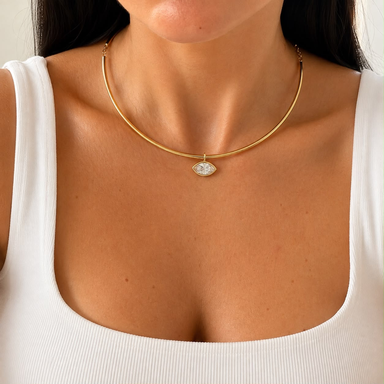 Marquise Drop Choker Gold