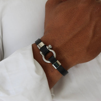 U Shaped Silver Bracelet- Men