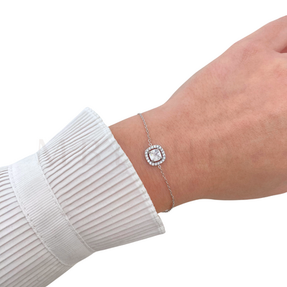 White Square Zircon Bracelet Silver