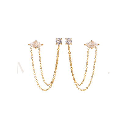 Double Piercing Zircon Earring