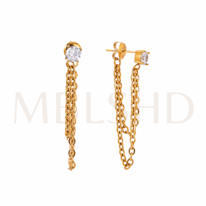 Zircon Chain Tassel Earrings