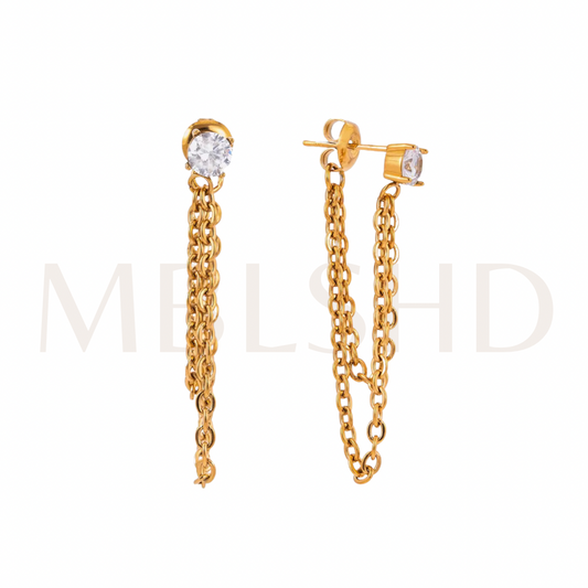 Zircon Chain Tassel Earrings