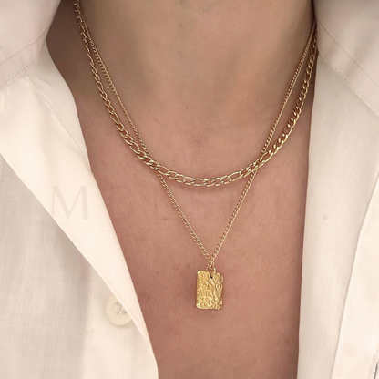 Square Pendant Layered Necklace